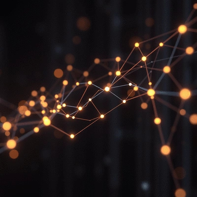 Abstract representation of data flow and analytics with glowing lines and nodes, symbolizing data-driven insights