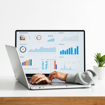 User engaging with digital marketing metrics